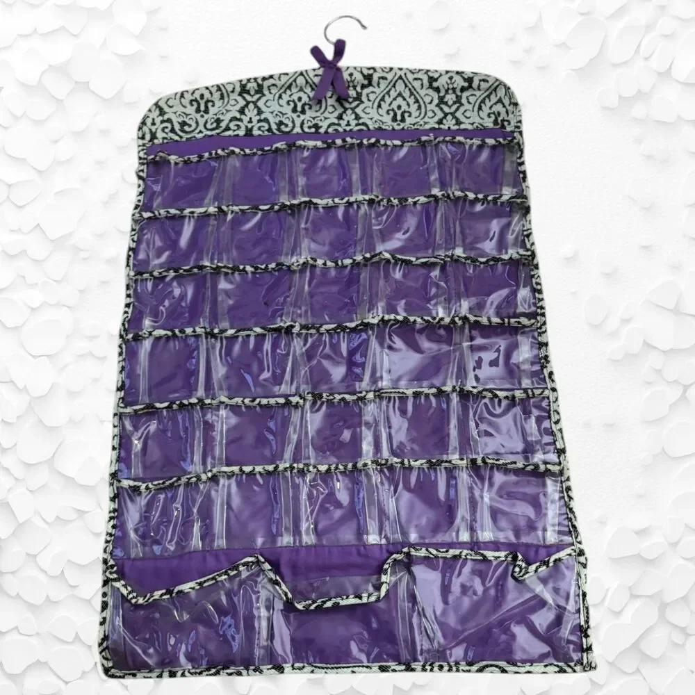 JEWELRY ORGANIZER Hanging Double-Sided Purple 66 Clear Pockets Raymond Waites